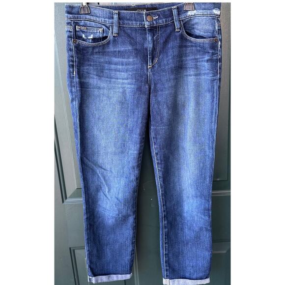 Joe's Jeans The Kicker 29 Maggie Wash Distressed Crop Denim Cuffed Casual Chic - Picture 1 of 9